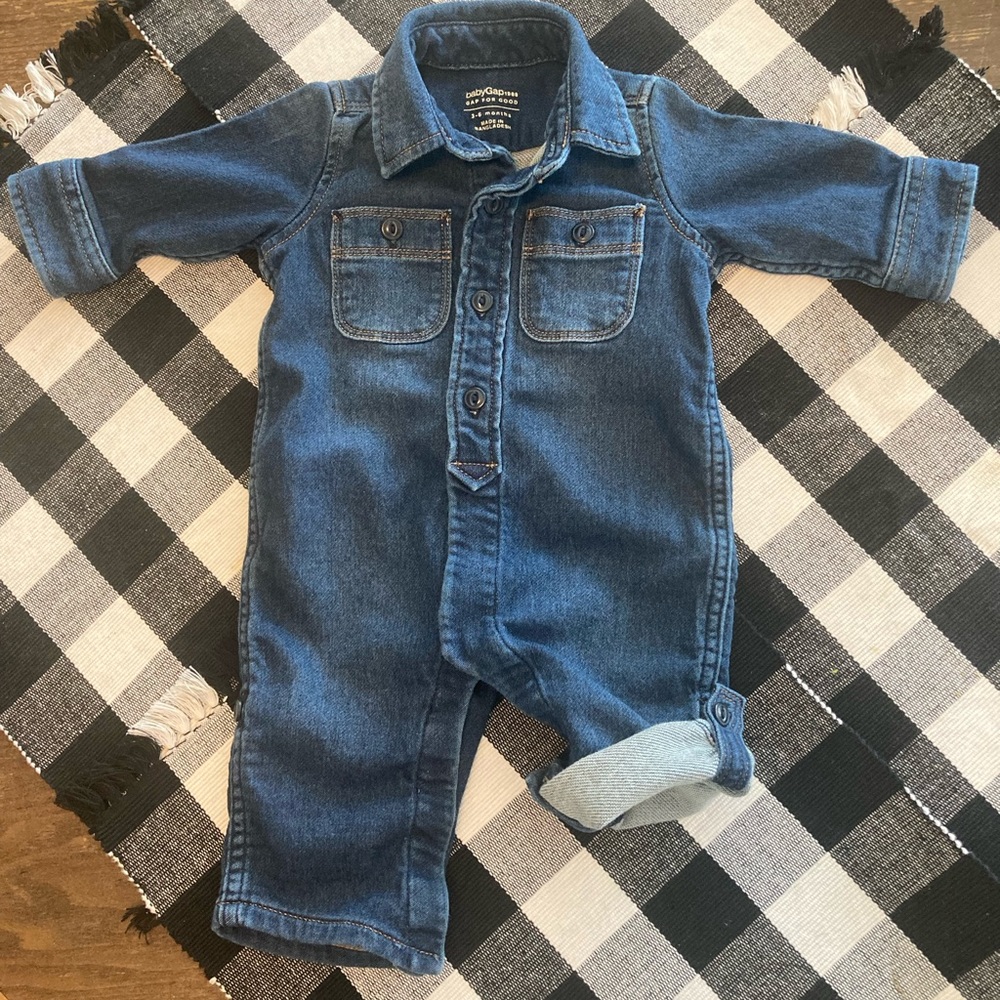 Baby Gap Soft Jean Jumpsuit & B’gosh Soft Jean Jacket - Size 3-6mo & 3mo